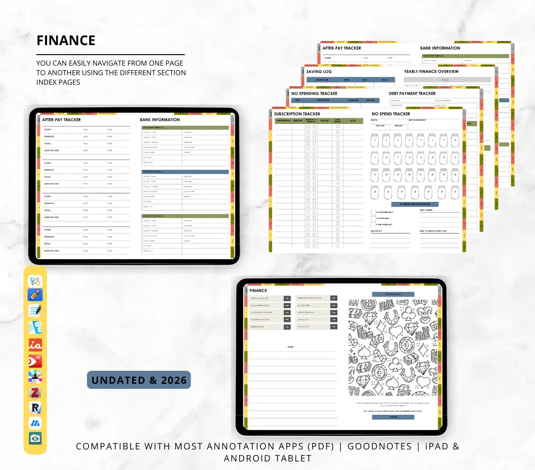 2026 & Undated All In One Digital Planner | Hyperlinked Life Planner - Aprili Digital Solutions LLC