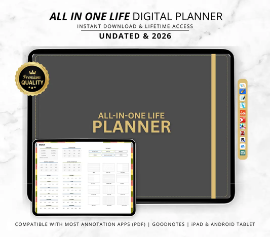 2026 & Undated All In One Digital Planner | Hyperlinked Life Planner - Aprili Digital Solutions LLC