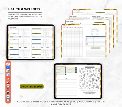 2026 & Undated All In One Digital Planner | Hyperlinked Life Planner