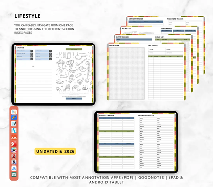 2026 & Undated All In One Digital Planner | Hyperlinked Life Planner - Aprili Digital Solutions LLC