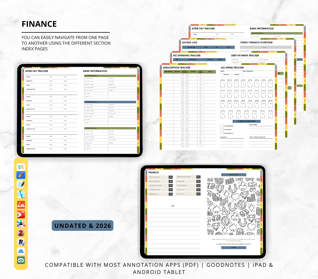 2026 & Undated All In One Digital Planner | Hyperlinked Life Planner