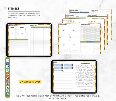 2026 & Undated All In One Digital Planner | Hyperlinked Life Planner