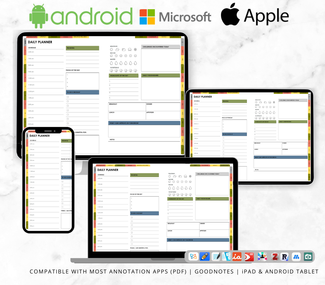 2026 & Undated All In One Digital Planner | Hyperlinked Life Planner